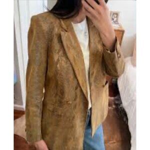 Vintage Cache Women's Gold Snakeskin Print Leather Jacket Size 4